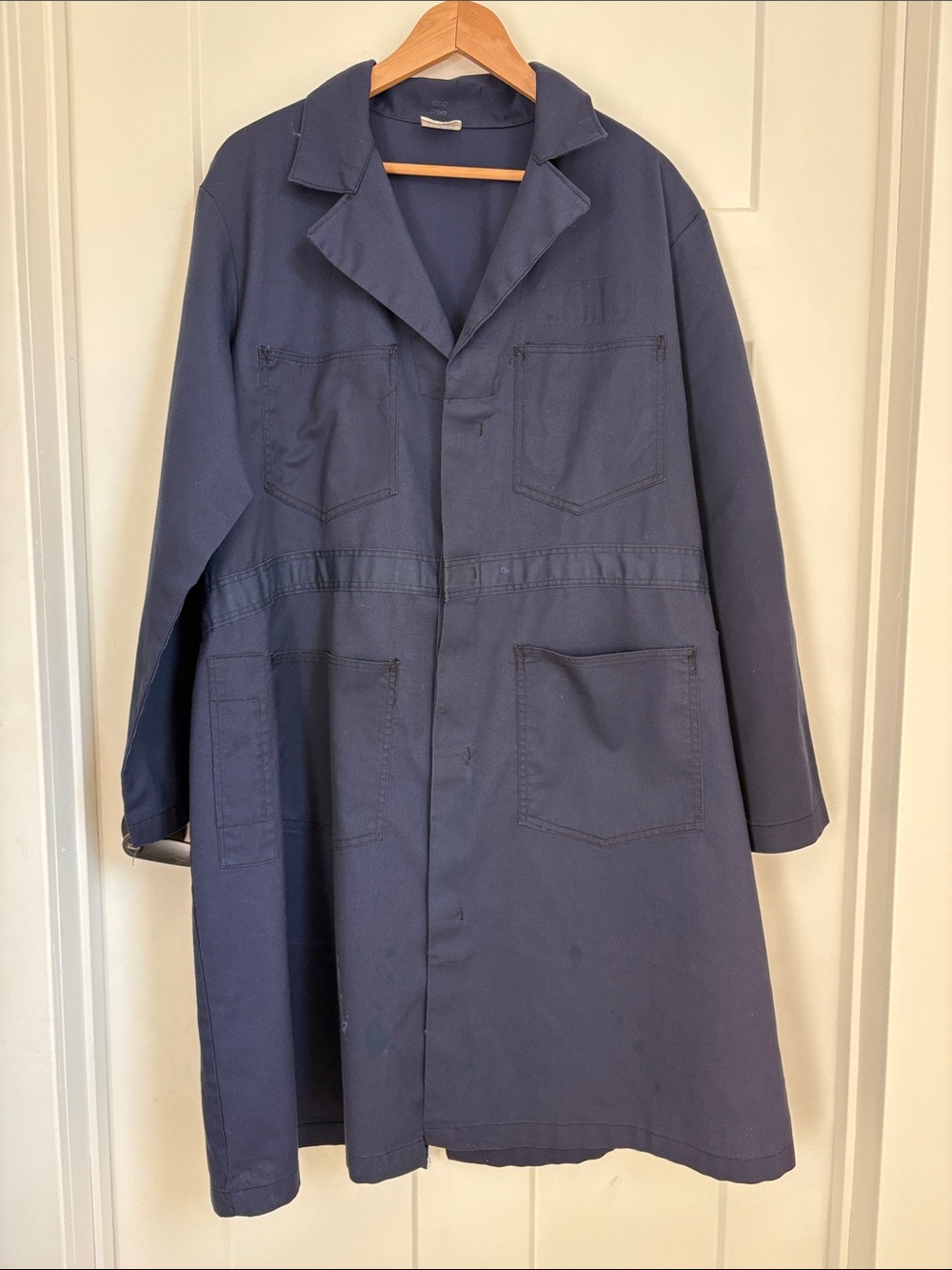 Vintage 70s/80s Unitog Work Shop Coat Navy Blue Size Large